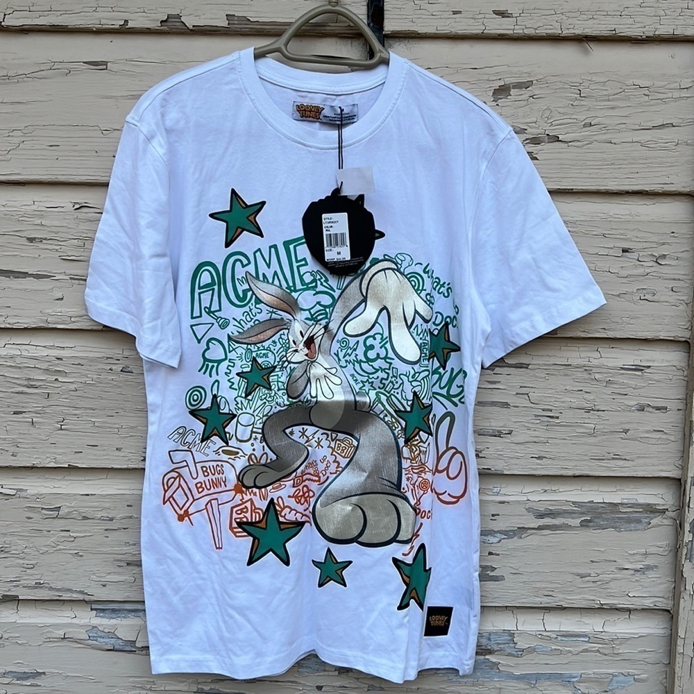 Vintage 90s Looney Tunes Warner Bros. Bugs Bunny T Shirt Top Pullover New M H5